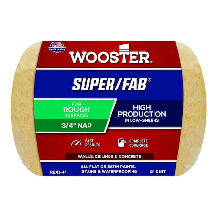 Wooster 4" Paint Roller Cover, 3/4" Nap Nap, Knit Fabric R241